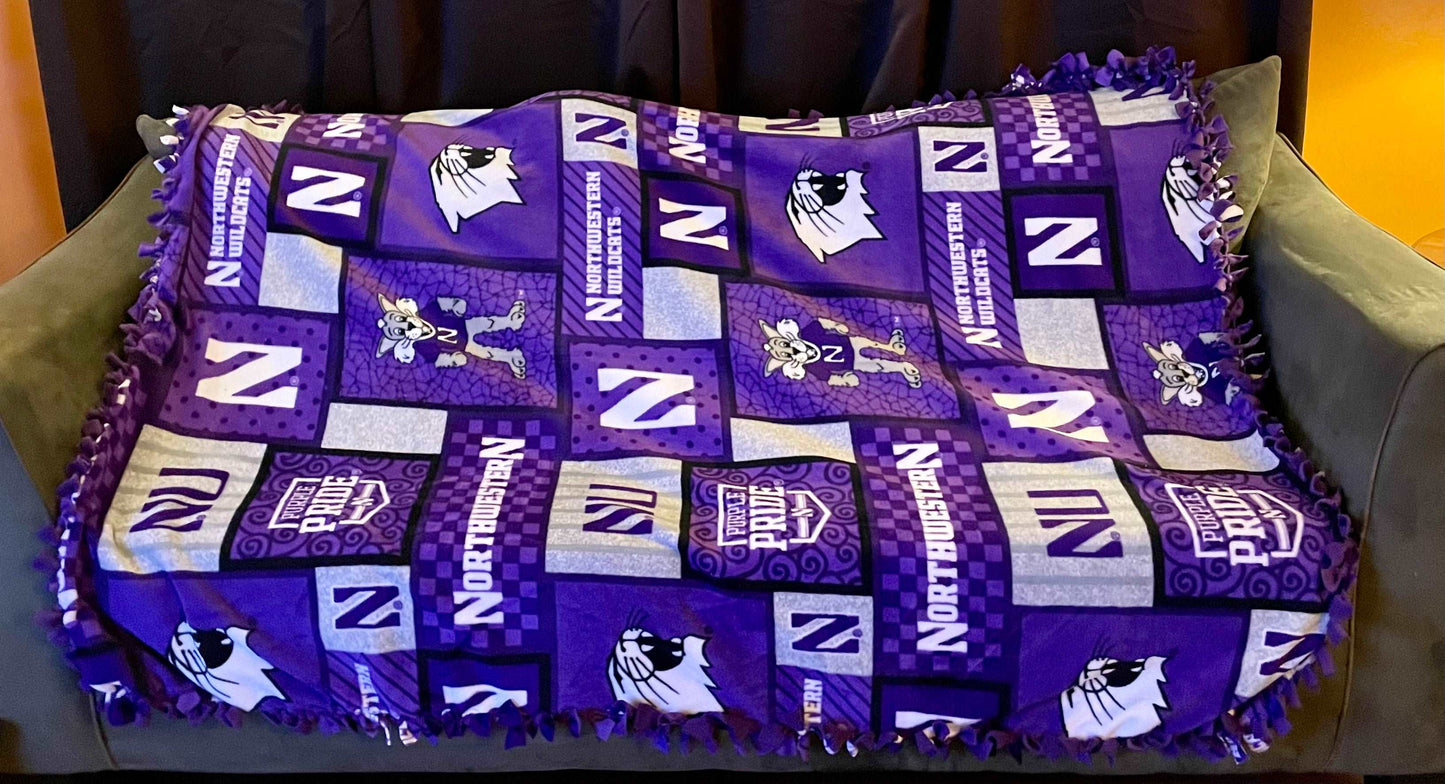 Cuddle up and stay warm with one of my medium size fleece tie knot blankets
