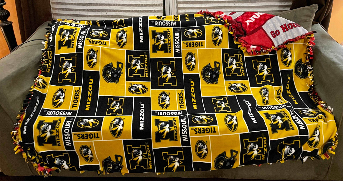 Cuddle up and stay warm with one of my medium size fleece tie knot blankets
