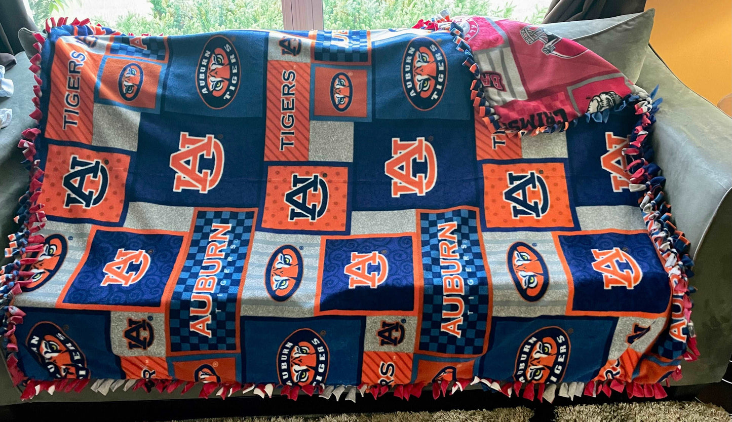 Cuddle up and stay warm with one of my medium size fleece tie knot blankets