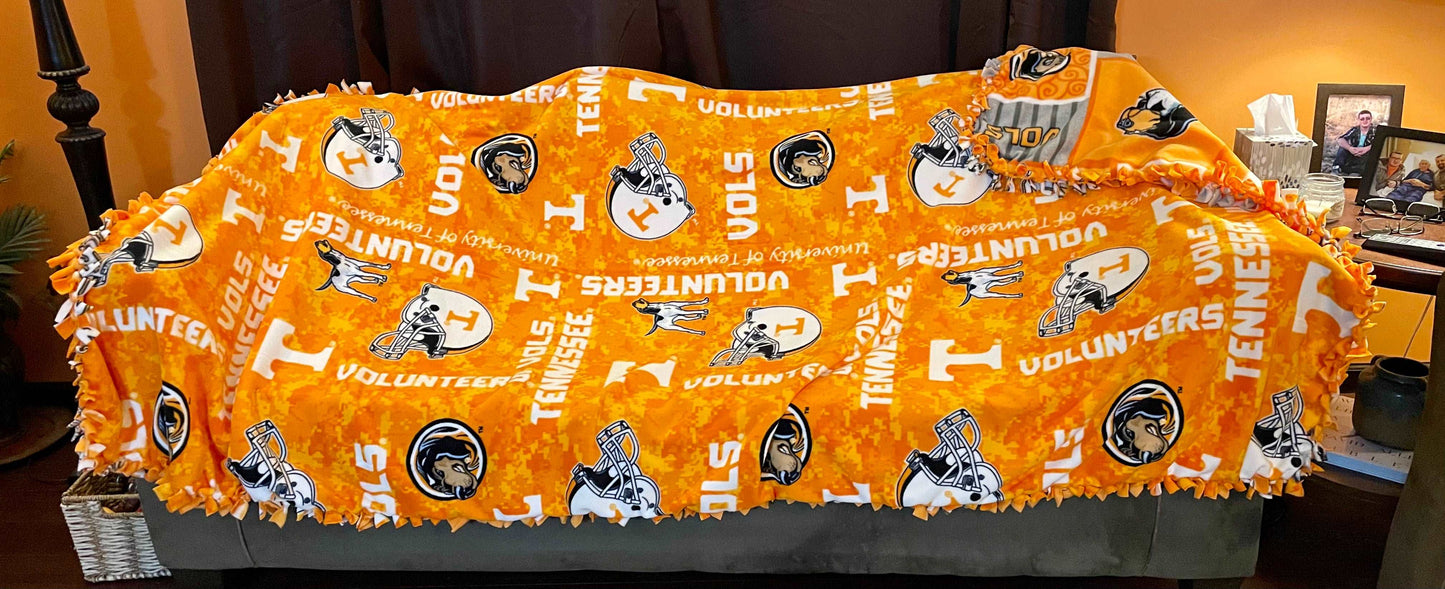 Cuddle up and stay warm with one of my medium size fleece tie knot blankets