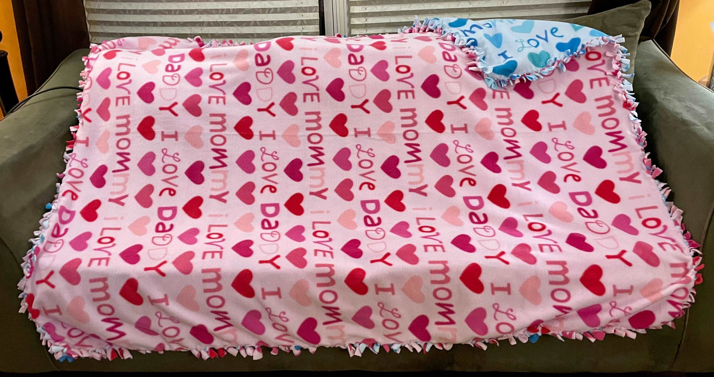 Cuddle up and stay warm with one of my medium size fleece tie knot blankets