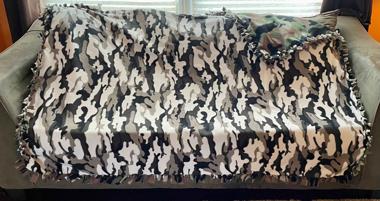 Cuddle up and stay warm with one of my medium size fleece tie knot blankets