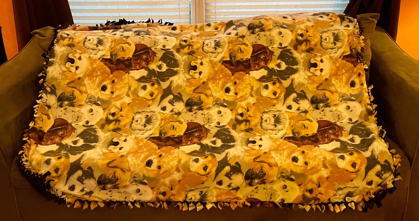 Cuddle up and stay warm with one of my medium size fleece tie knot blankets