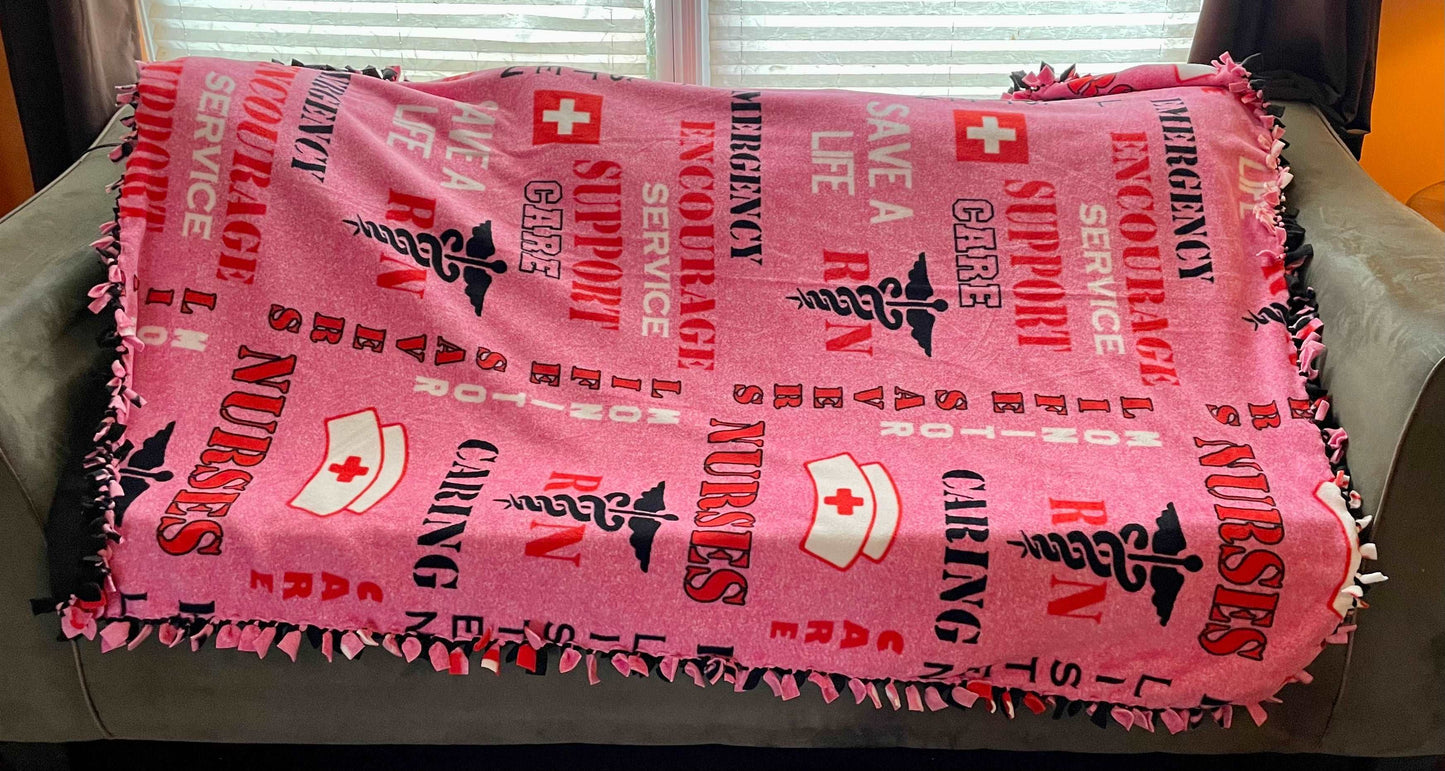 Cuddle up and stay warm with one of my medium size fleece tie knot blankets
