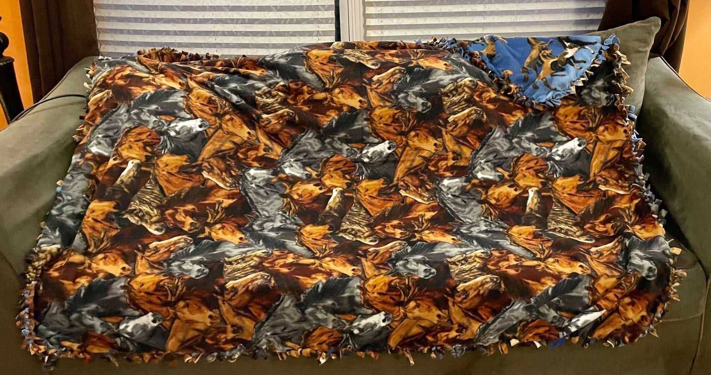 Cuddle up and stay warm with one of my medium size fleece tie knot blankets