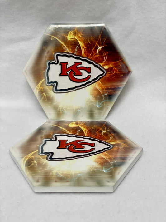 Love the Kansas City Chiefs? Use these Coaster for Drinks! Set of 2