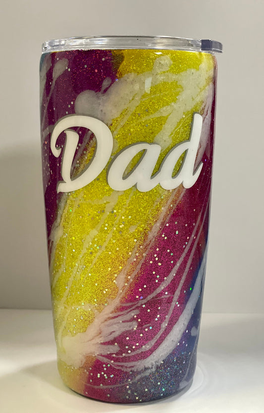 Love Rainbows? Enjoy a beverage in this 20oz Tumbler. This can be personalized