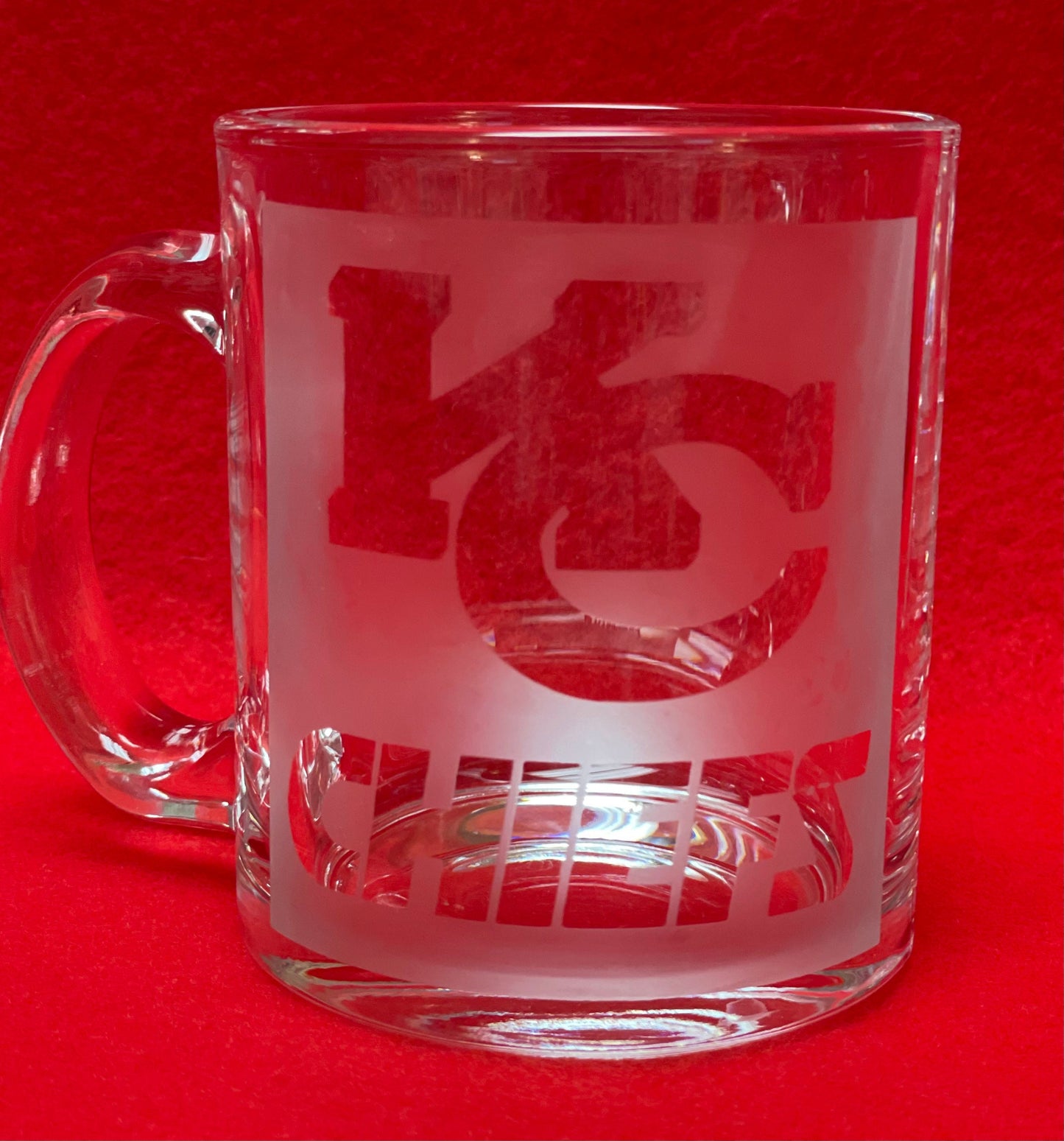SALE! Do you Love the Kansas City Chiefs? Enjoy a hot beverage in this Etched 14oz coffee cup