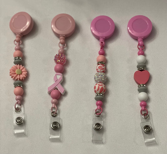 Badge reels with beads