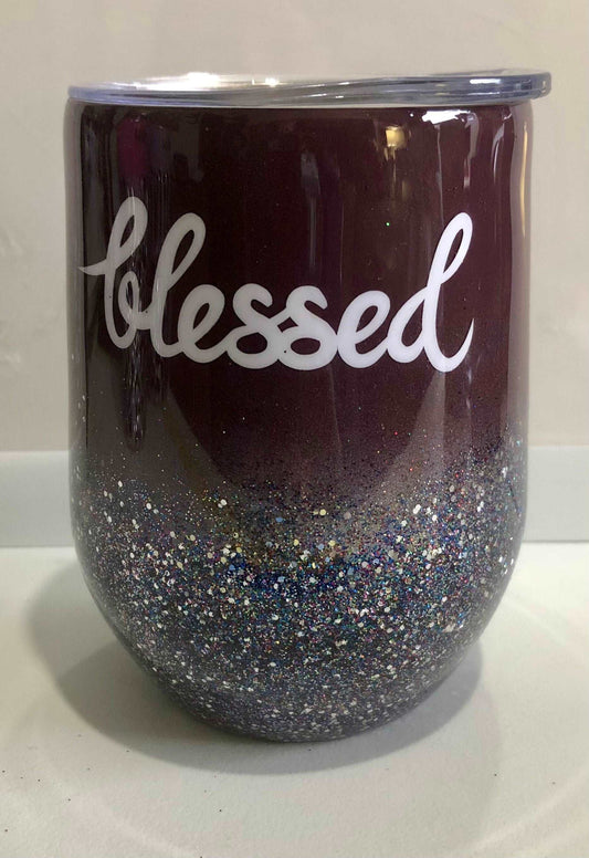 Blessed! Enjoy a beverage in this 12oz Tumbler.