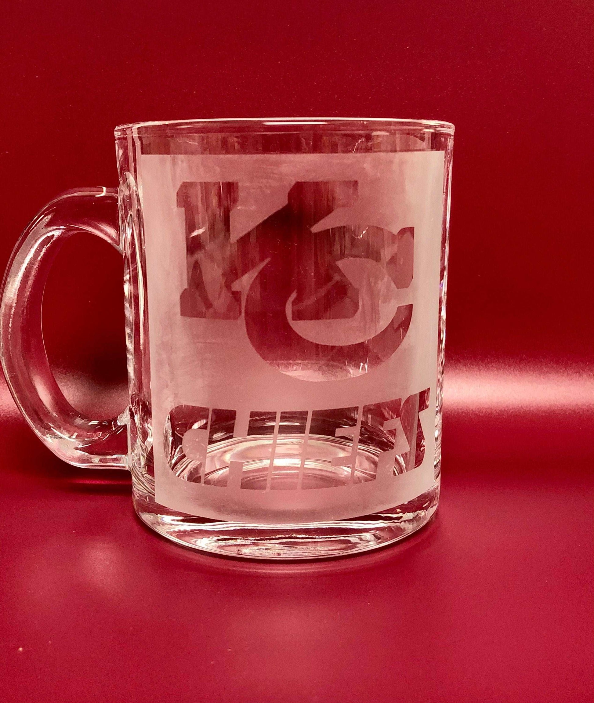 Do you Love the Kansas City Chiefs? Enjoy a hot beverage in this Etched 14oz coffee cup