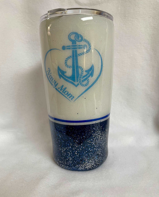 Are you a Navy mom? Enjoy a beverage in this 20oz Tumbler.