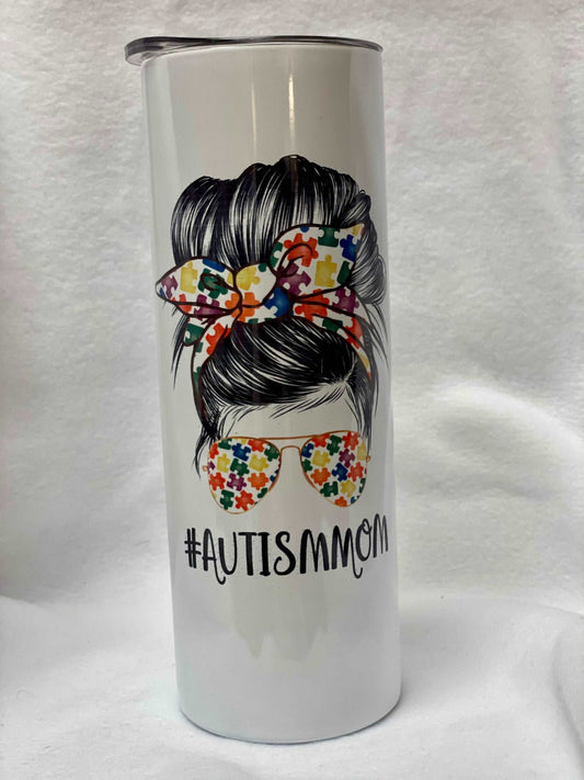Autism Mom’s.....Enjoy a beverage in this 20oz  skinny Tumbler.