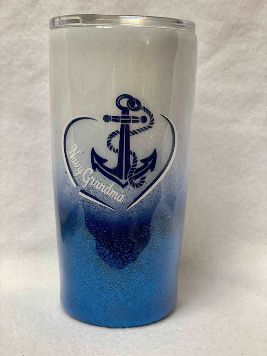 Are you a Navy Grandma? Enjoy a beverage in this 20oz Tumbler.