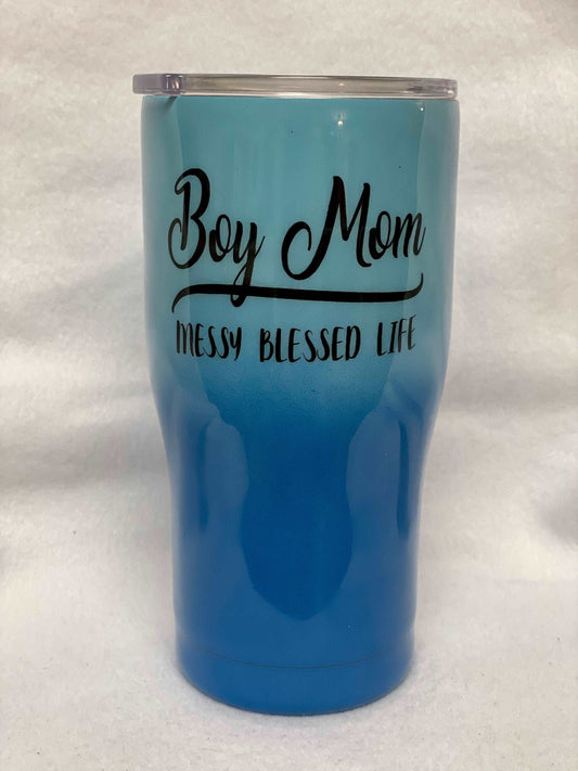 Boy Mom! Enjoy a beverage in this 20oz Tumbler.