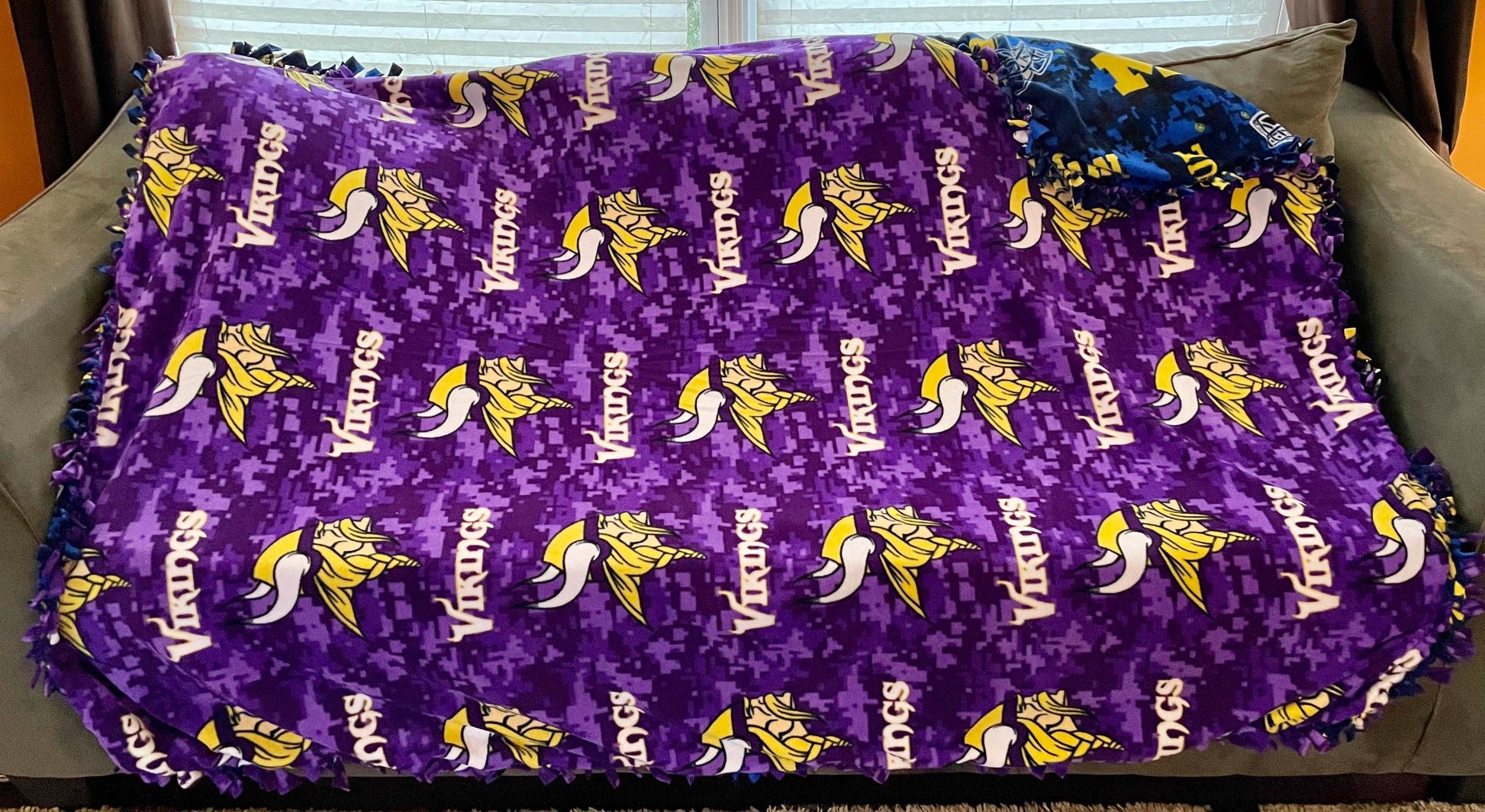 Cuddle up and stay warm with one of my medium size fleece tie knot blankets