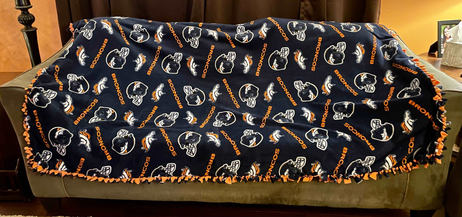 Cuddle up and stay warm with one of my medium size fleece tie knot blankets
