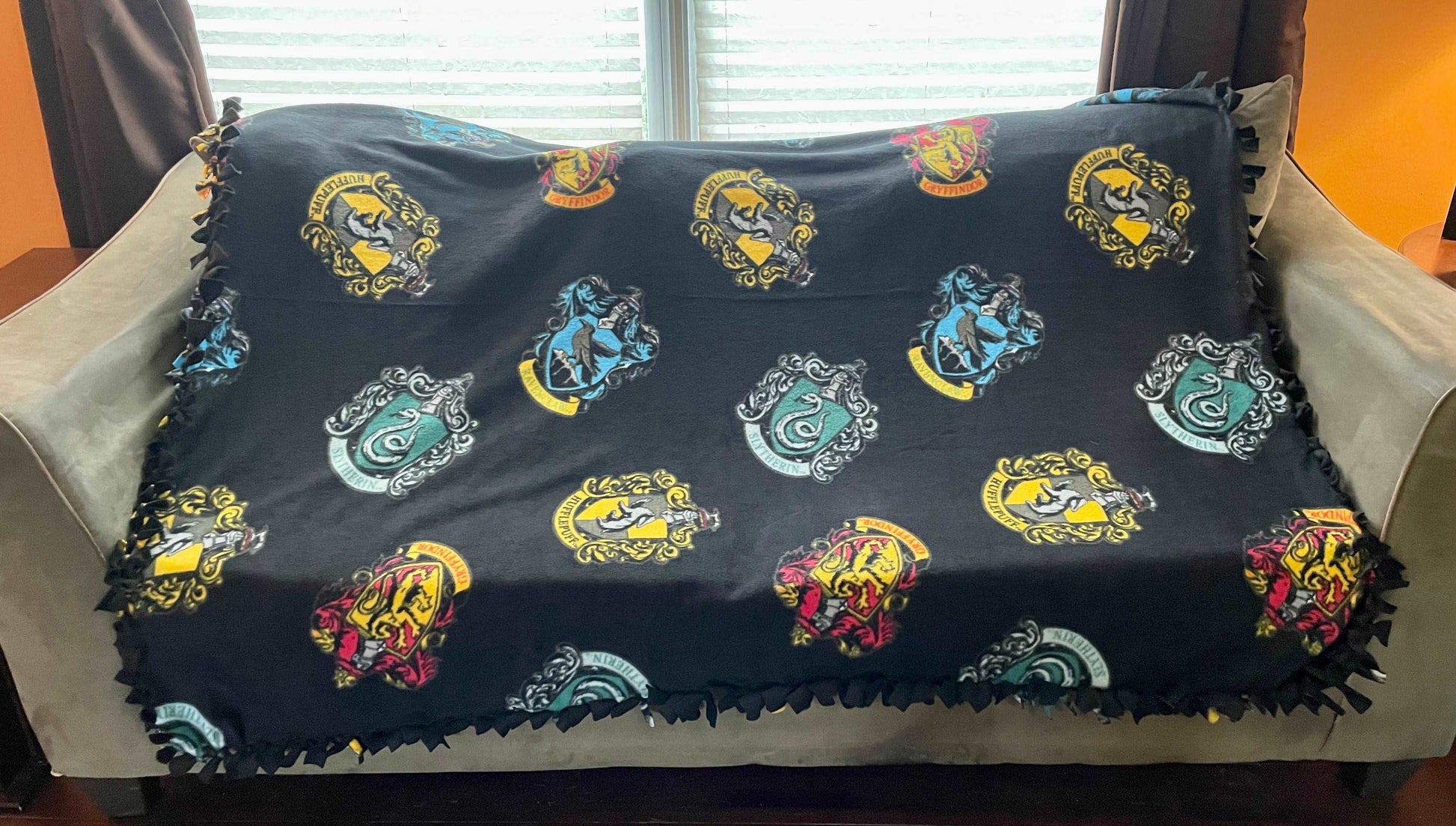 Cuddle up and stay warm with one of my medium size fleece tie knot blankets