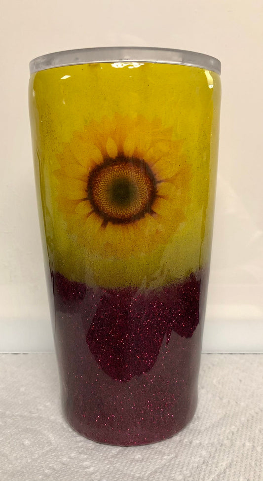 Love Sunflowers? Enjoy a beverage in this 20oz Tumbler.