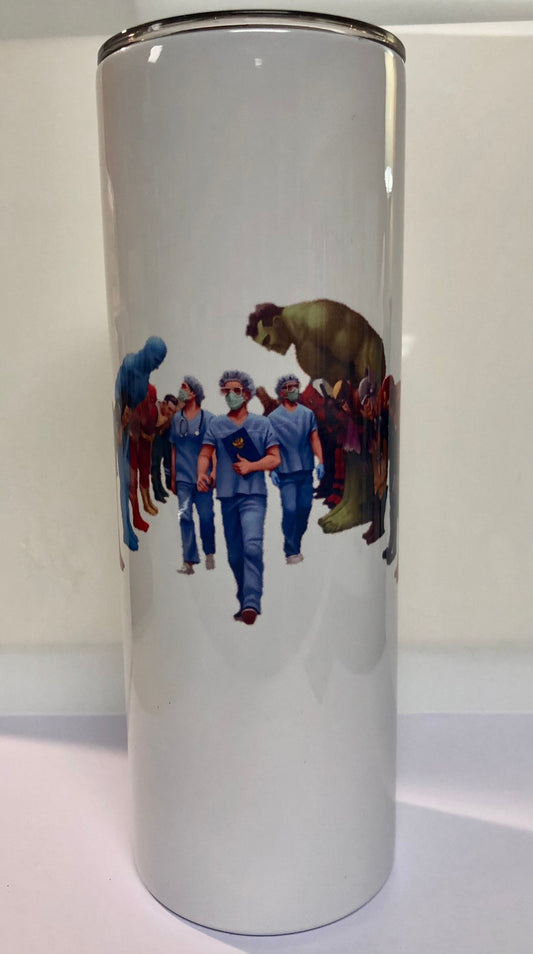 For all The front line workers..Enjoy a beverage in this 20oz  skinny Tumbler.