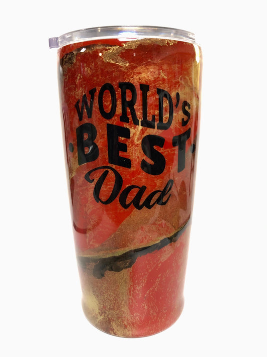 Worlds Best Dad. Enjoy your coffee or cold drink in this 20oz Tumbler.