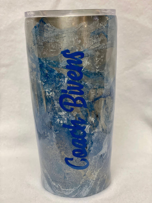 Do you want to personalize your tumbler? Enjoy a beverage in this 20oz Hydro- dipped Tumbler.