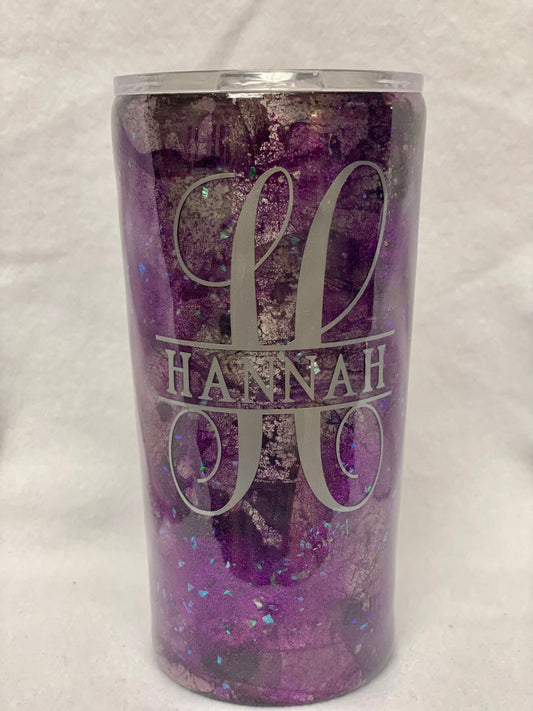 Do you want to personalize your tumbler? Enjoy a beverage in this 20oz Hydro- dipped Tumbler.