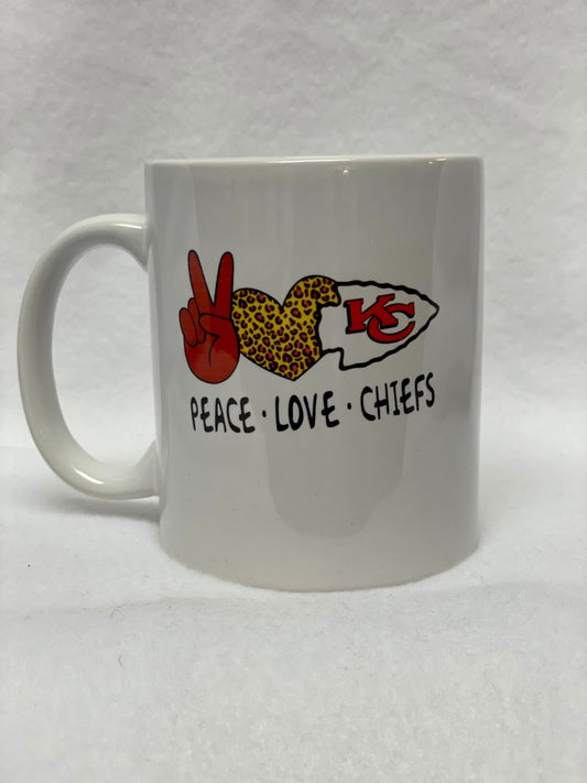On Sale****Love the Kansas City Chiefs? Enjoy your coffee in this 14 ounce ceramic coffee cup! This is on sale because the logo is crooked.