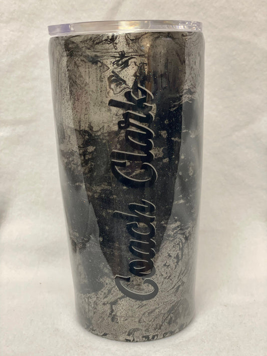 Do you want to personalize your tumbler? Enjoy a beverage in this 20oz Hydro- dipped Tumbler.