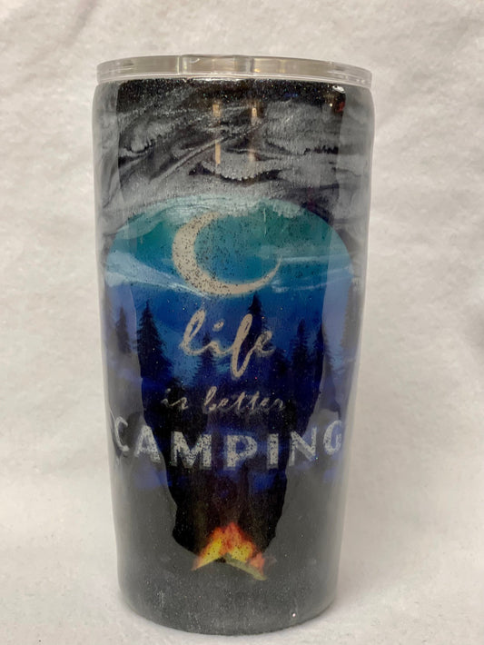 Life is better camping!! Enjoy a beverage in this 20oz Tumbler.