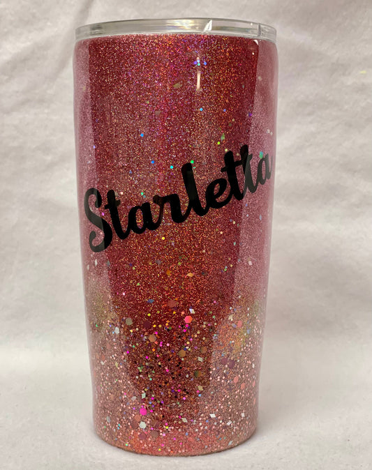 Do you want to personalize your tumbler? Enjoy a beverage in this 20oz Hydro- dipped Tumbler.