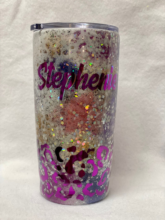 Do you want to personalize your tumbler? Enjoy a beverage in this 20oz Hydro- dipped Tumbler.