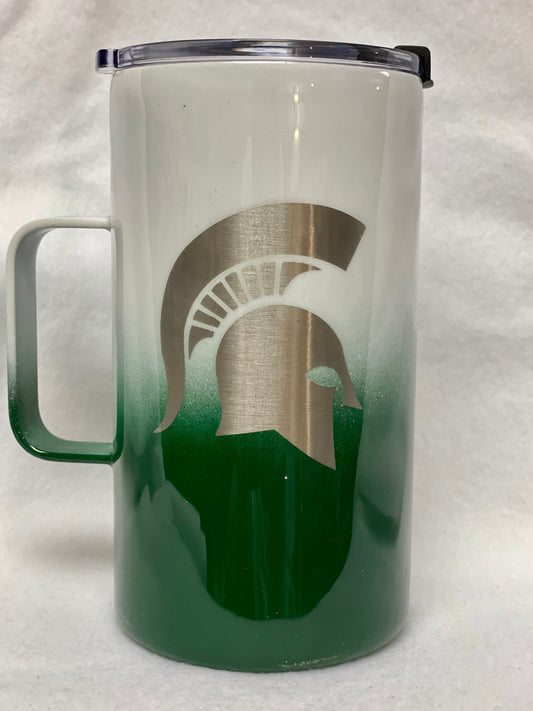Love Michigan State University? Enjoy a drink in this 24 oz Stainless Steel Coffee mug or Beer Mug