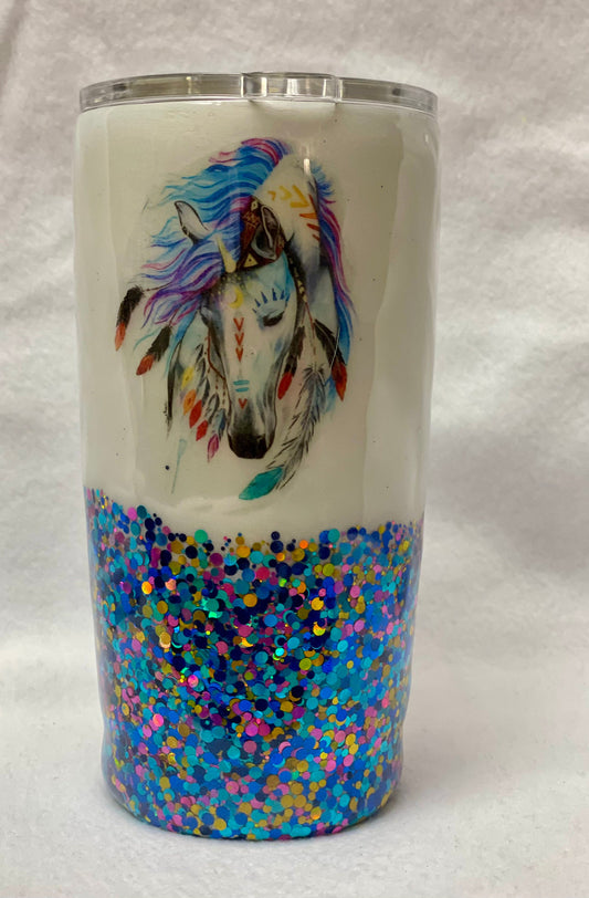 Love Horses? Enjoy a beverage in this 20oz Tumbler.