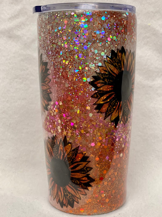 Love Sunflowers… Enjoy your coffee or cold drink in this 20oz Tumbler. This can be personalized!