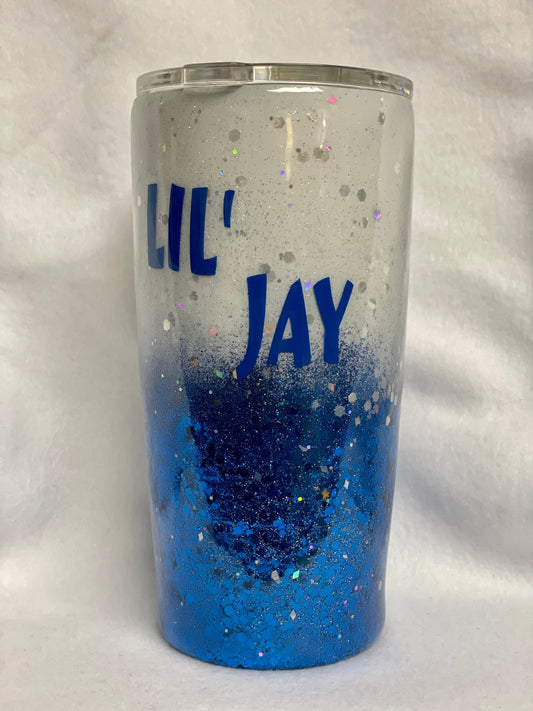 You can Personalize your own tumbler. Enjoy your coffee or cold drink in this 20oz Tumbler.
