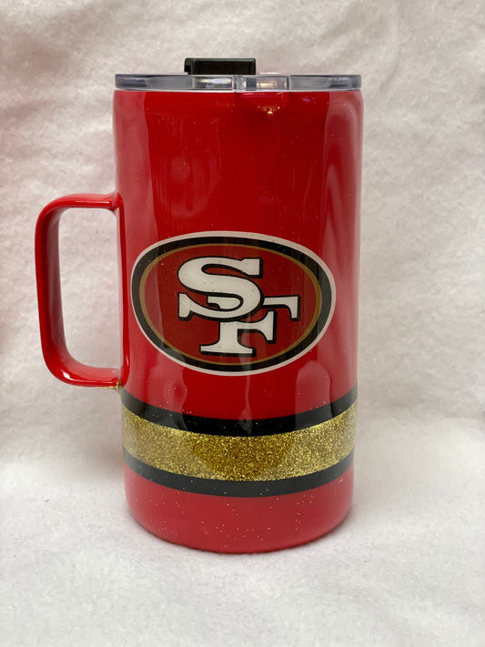 Love the San Francisco 49’ers? Enjoy a drink in this 24 oz Stainless Steel Coffee mug or Beer Mug