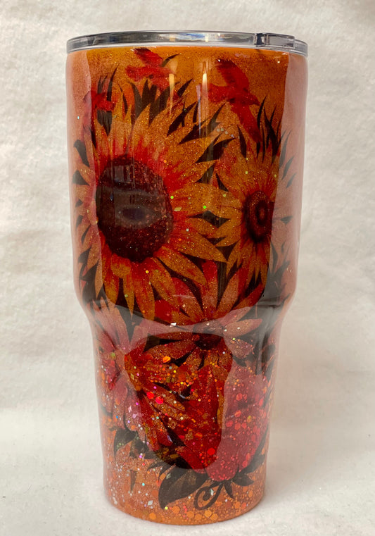 Love Sunflowers? Enjoy a beverage in this 30 oz Tumbler.
