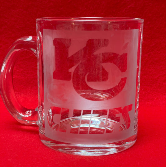 SALE!   Do you Love the Kansas City Chiefs? Enjoy a hot beverage in this Etched 14oz coffee cup